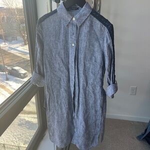 Ann Taylor blue linen shirt dress